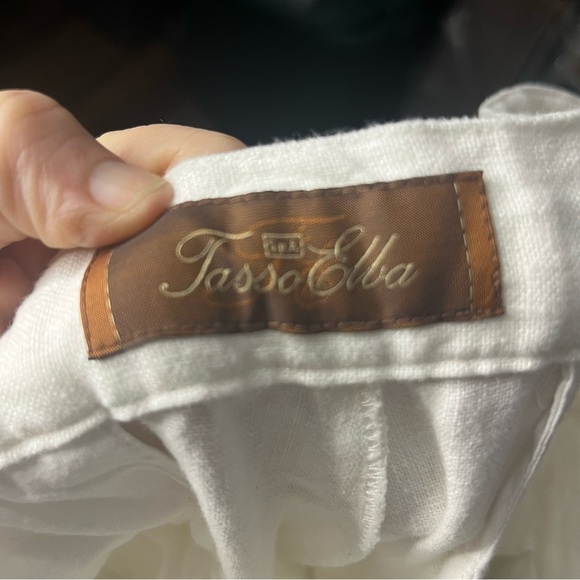 Tasso Elba Spa 100% Linen Pants Women Medium Flap Pockets White Drawstring - Picture 7 of 8